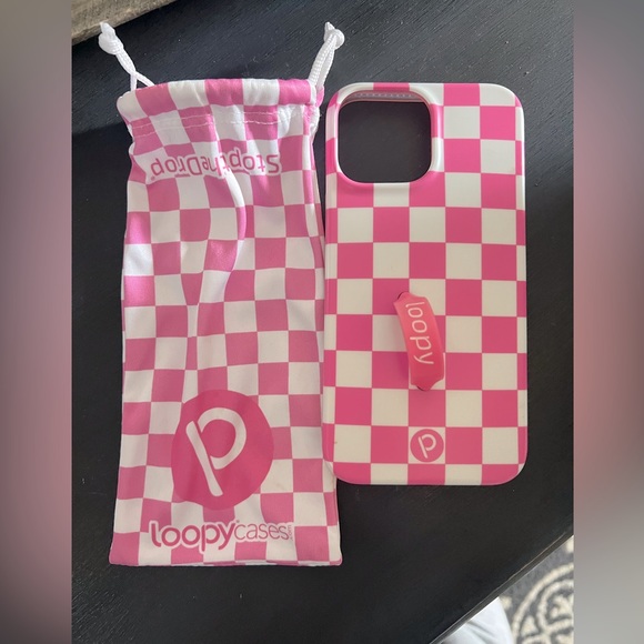 Loopy Case Accessories - iPhone 13 Pro Max pink check loopy